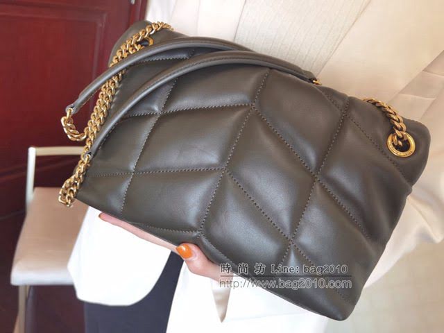 YSL爆款女士包包 聖羅蘭經典款LOULOU PUFFER絎縫漆皮小號郵差包 YSL肩背斜挎包 577476  jjh1140